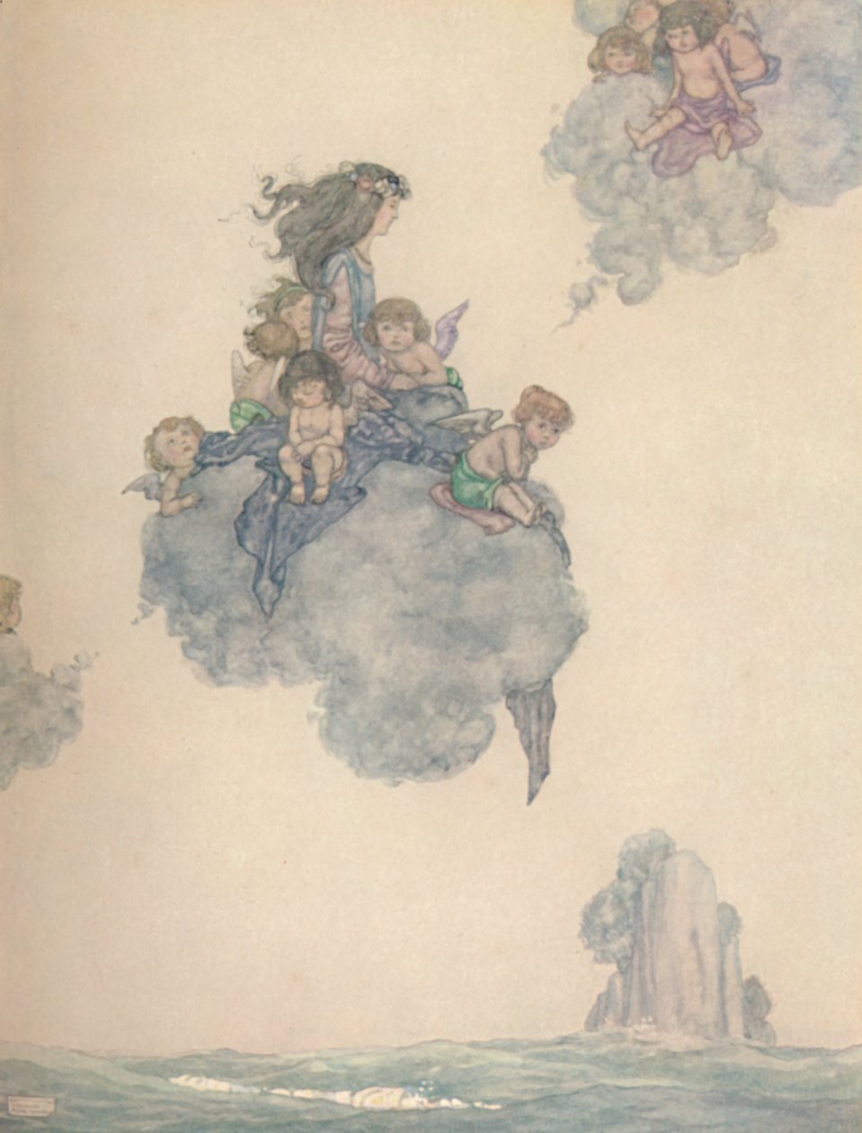 Mit dem Rest ihrer Kinder der Luft, hoch über der rosigen Wolke von William Heath Robinson