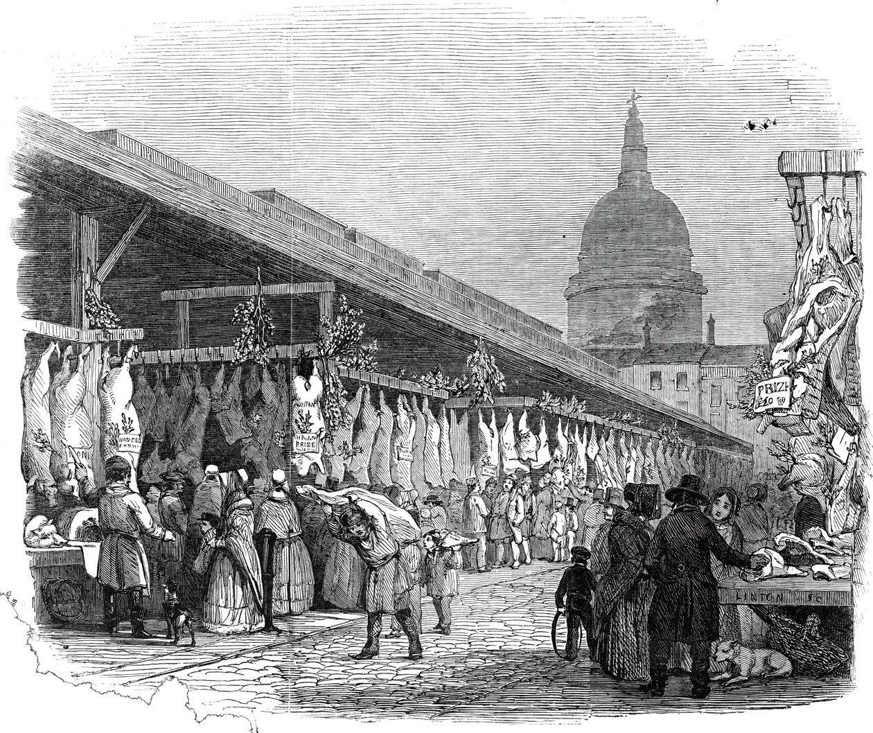 Newgate-Markt an Heiligabend (1845) von W. J. Linton