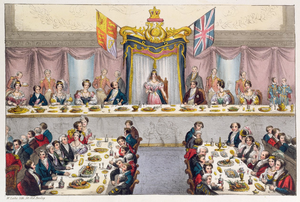 Königin Victoria trinkt auf das Wohl der Bürger Londons beim Bankett in der Guildhall, 1837 von W. Lake