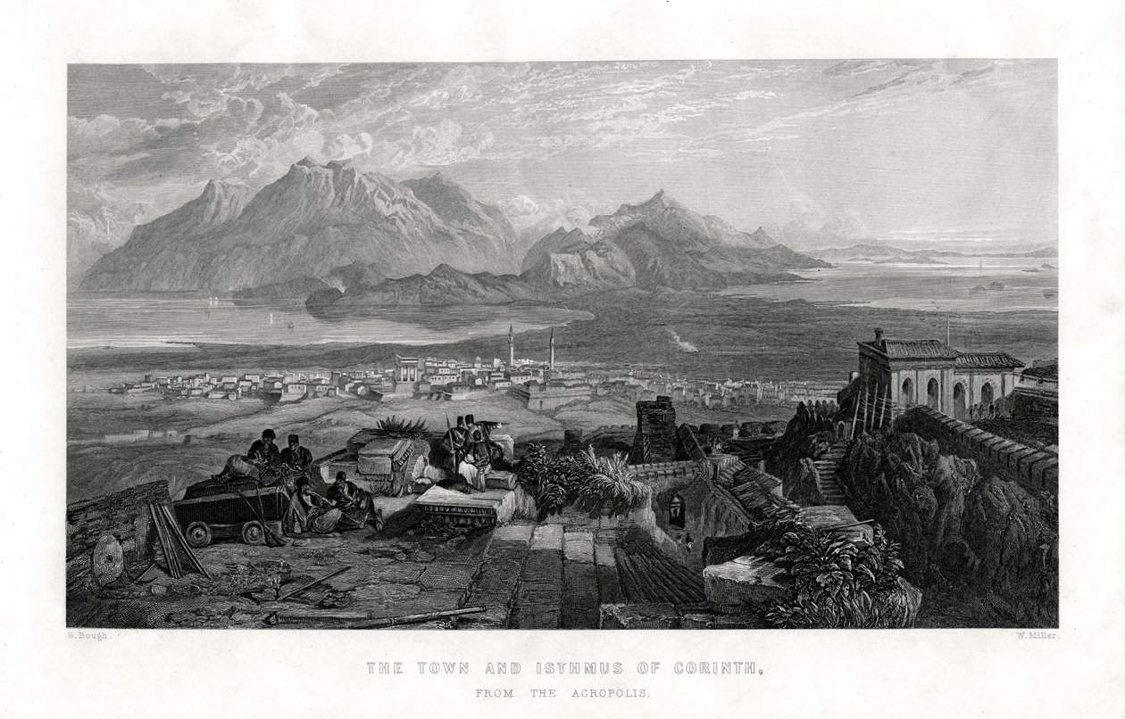 Die Stadt und Landenge von Korinth von der Akropolis, Griechenland, 1887 von W. Miller