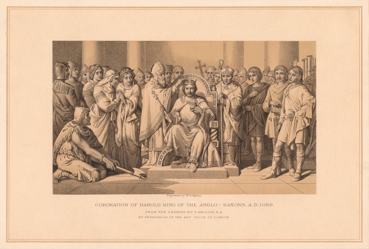 Krönung von Harold, König der Angelsachsen, 1066 n. Chr., 1878 von W Ridgway