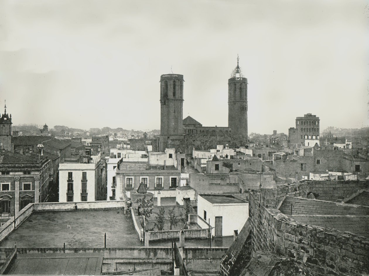 Teil der Altstadt mit Kathedrale, Barcelona, Spanien, 1895 von W and S Ltd