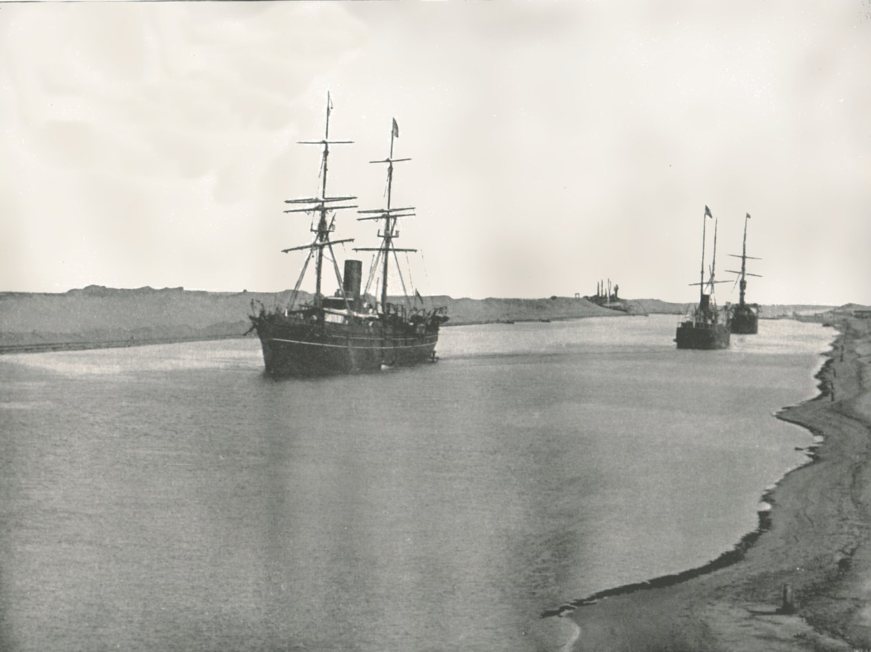 Schiffe auf dem Suezkanal, Kantara, Ägypten, 1895 von W and S Ltd