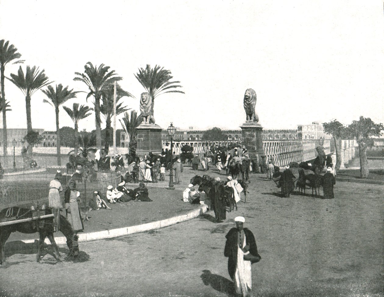 Die Kasr-el-nil-Brücke, Kairo, Ägypten, 1895 von W and S Ltd