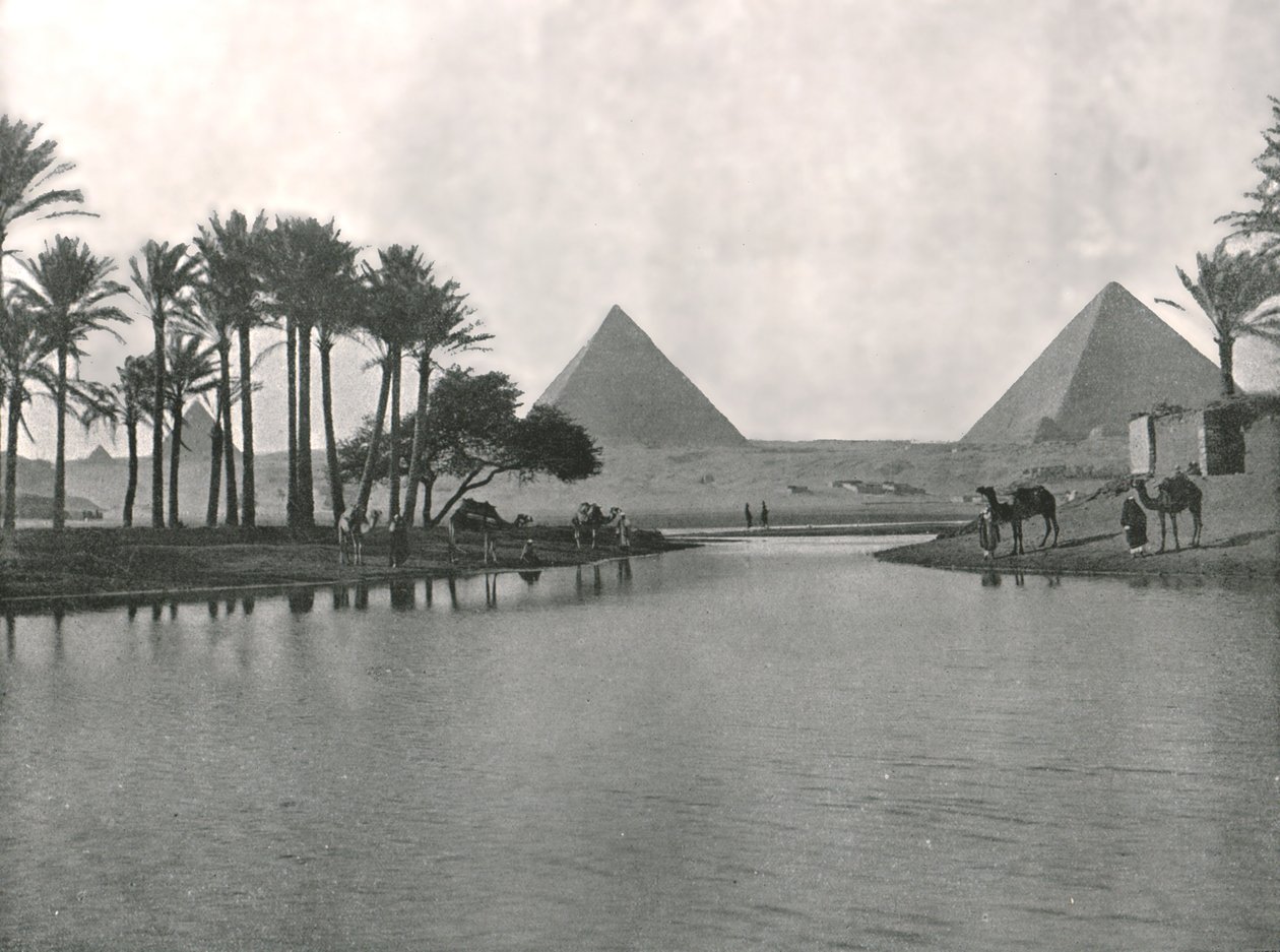 Die Pyramiden und der Nil, Gizeh, Ägypten, 1895 von W and S Ltd