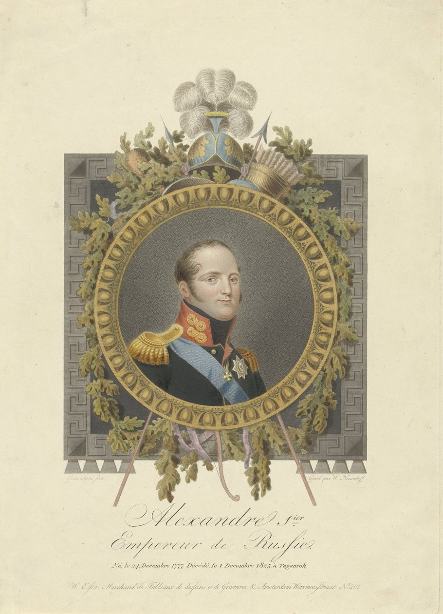 Porträt von Zar Alexander I. von Russland von Walraad Nieuwhoff