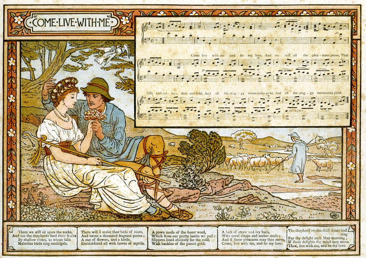 Der leidenschaftliche Schäfer zu seiner Liebe, Liedillustration aus 
