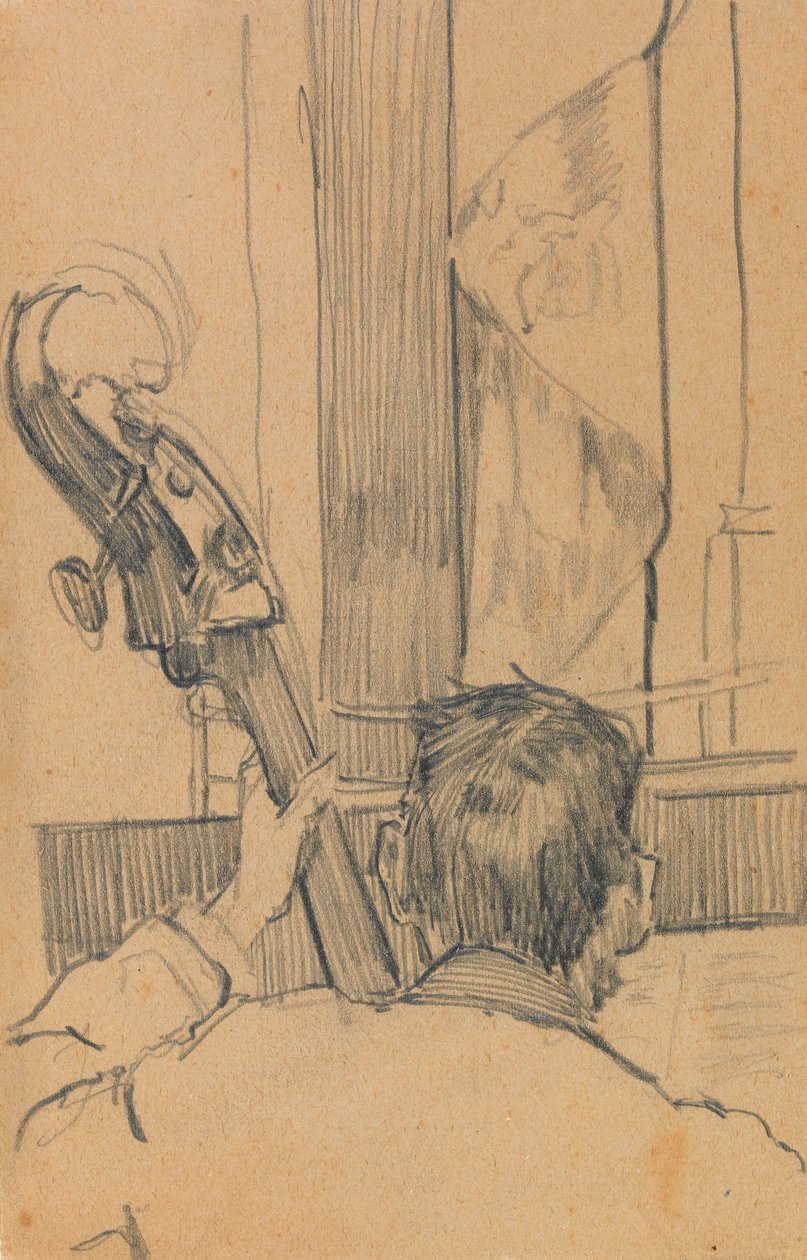 Studie eines Mannes, der einen Kontrabass hält von Walter Richard Sickert