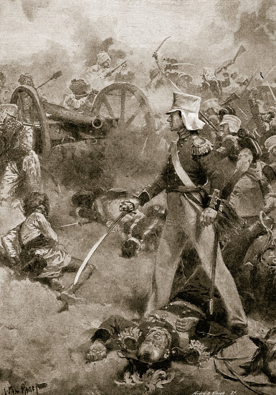 Chillianwala, 13. Januar 1849: Der Körper von Pennycuick bewacht von seinem Sohn von Walter Stanley Paget