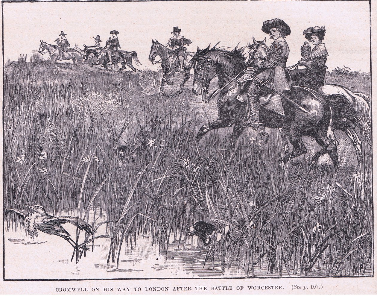 Cromwell auf dem Weg nach London nach der Schlacht von Worcester AD 1651 von Walter Stanley Paget