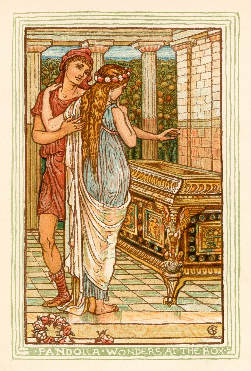 Pandora wundert sich über die Büchse von Walter (after) Crane