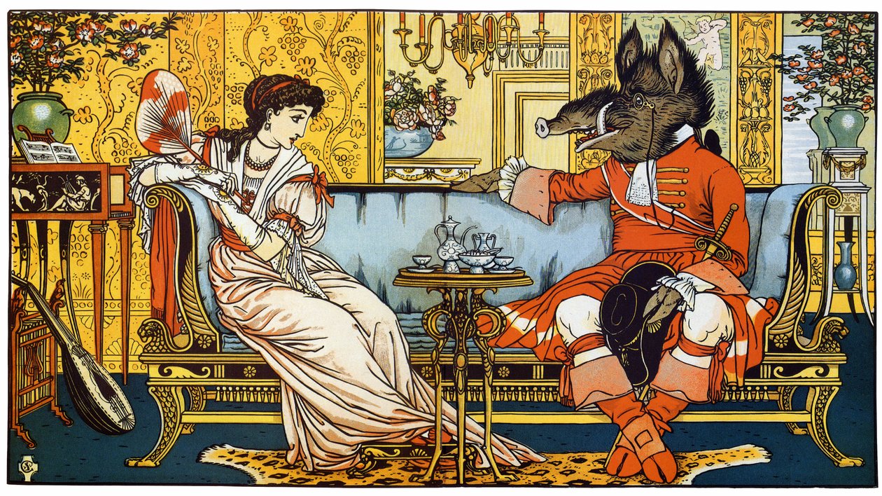 „Die Schöne und das Biest“ Illustration von Walter Crane (1845-1915) von Walter Crane