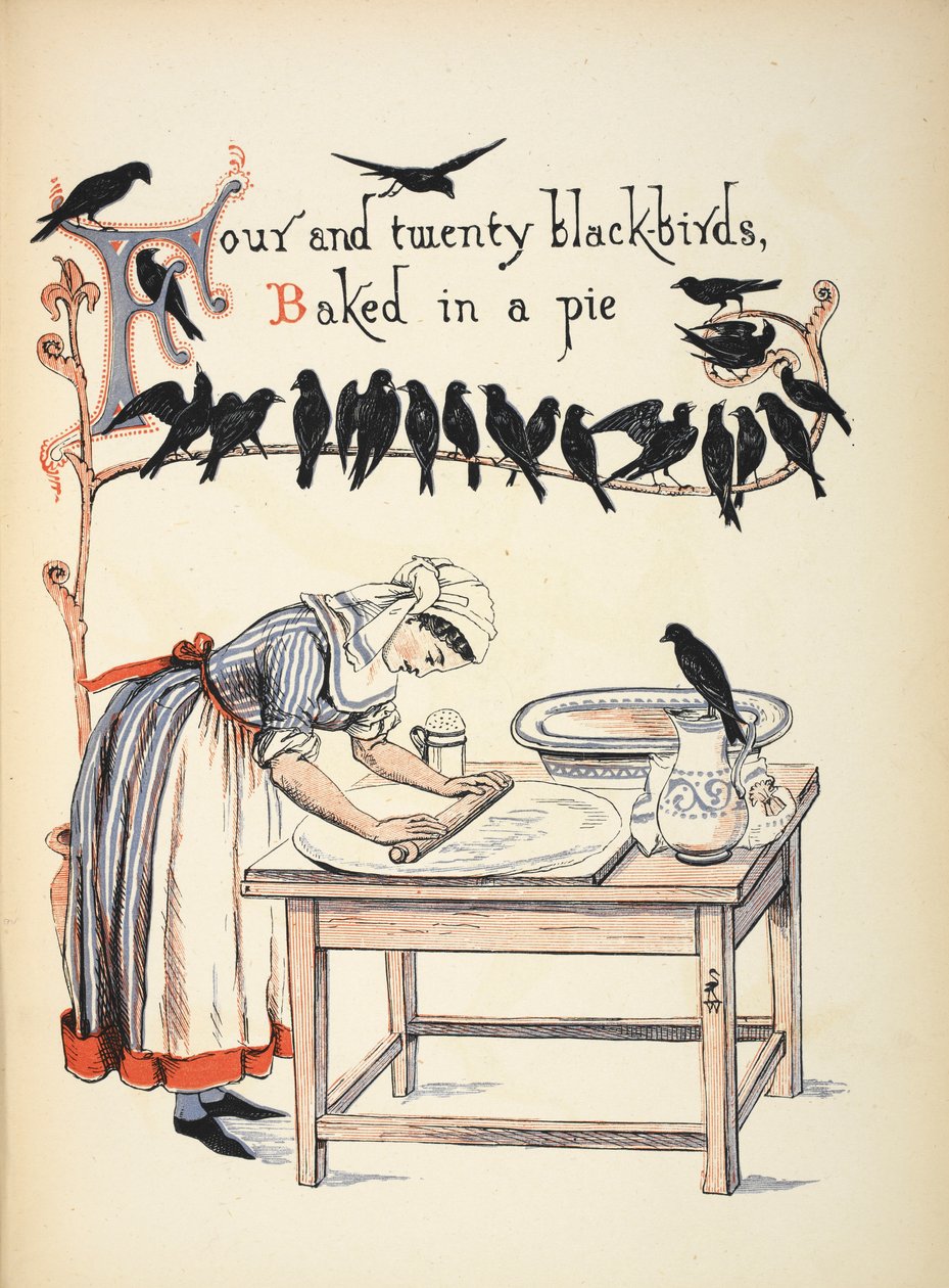 Vierundzwanzig Amseln in einem Kuchen gebacken von Walter Crane