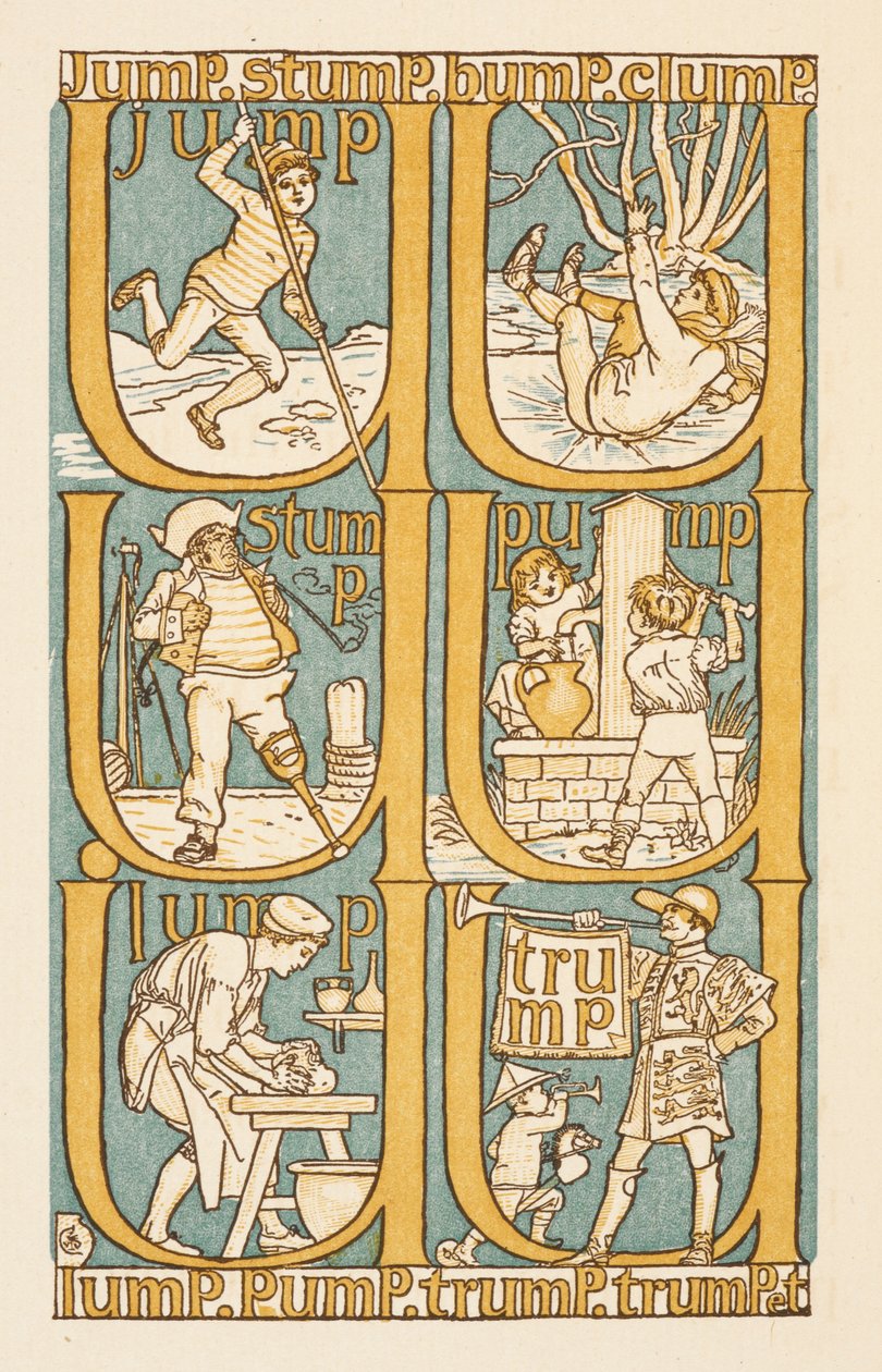 Reimwörter, die mit dem Buchstaben P enden. Zur Veranschaulichung des Buchstabens U. Das goldene Primer. von Walter Crane