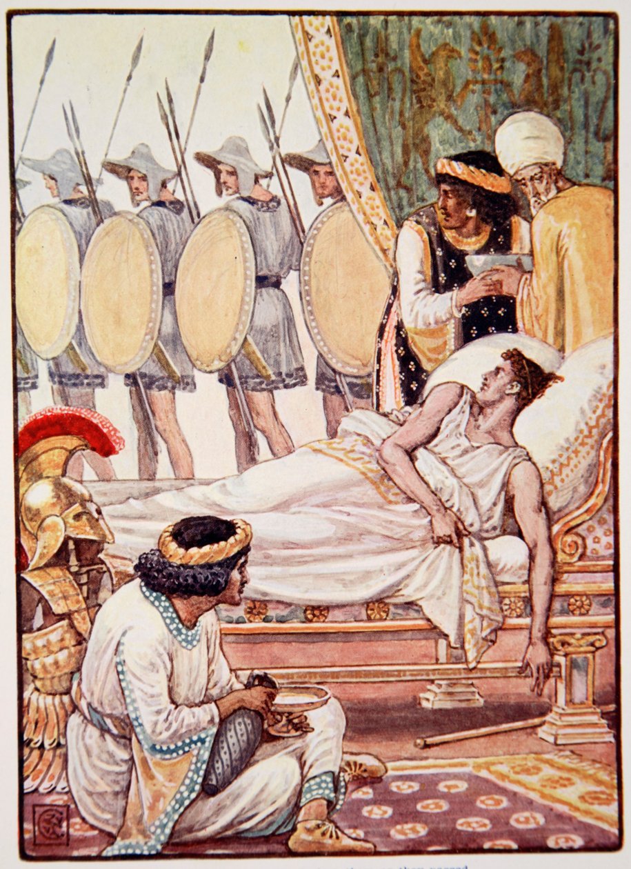Mit Mühe sah er ihnen nach, als sie vorbeigingen, Illustration aus 