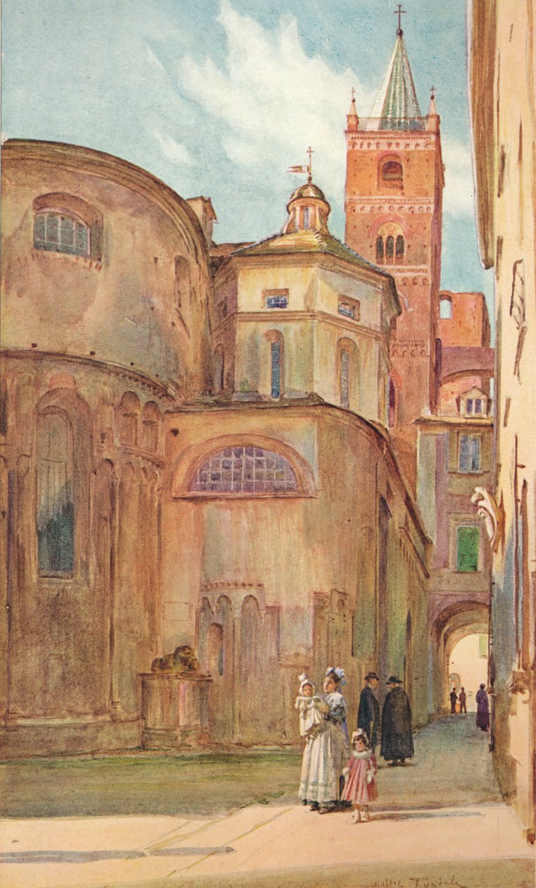 Die romanische Kirche in Albenga, ca. 1910, 1912 von Walter Frederick Roofe Tyndale