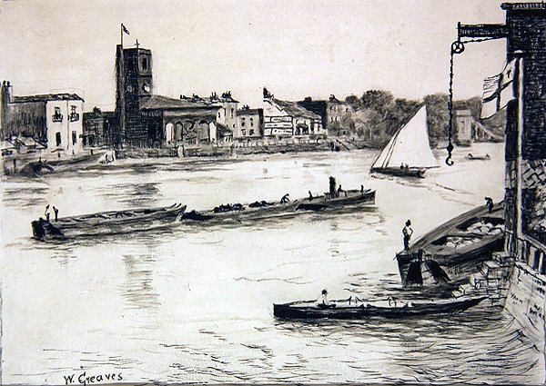 Chelsea Old Church von Battersea von Walter Greaves