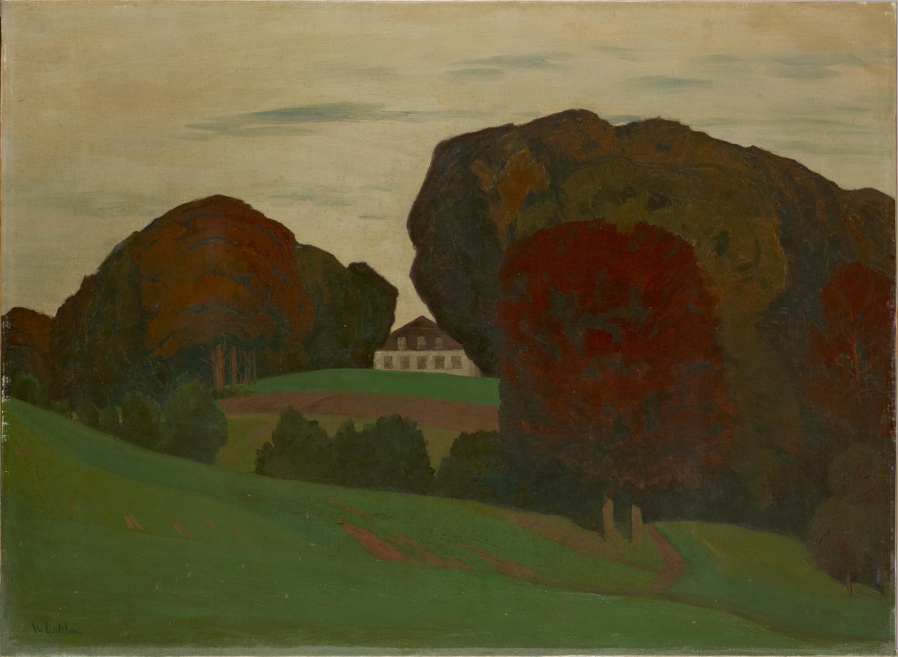 Dänische Parklandschaft mit Villa von Walter Leistikow