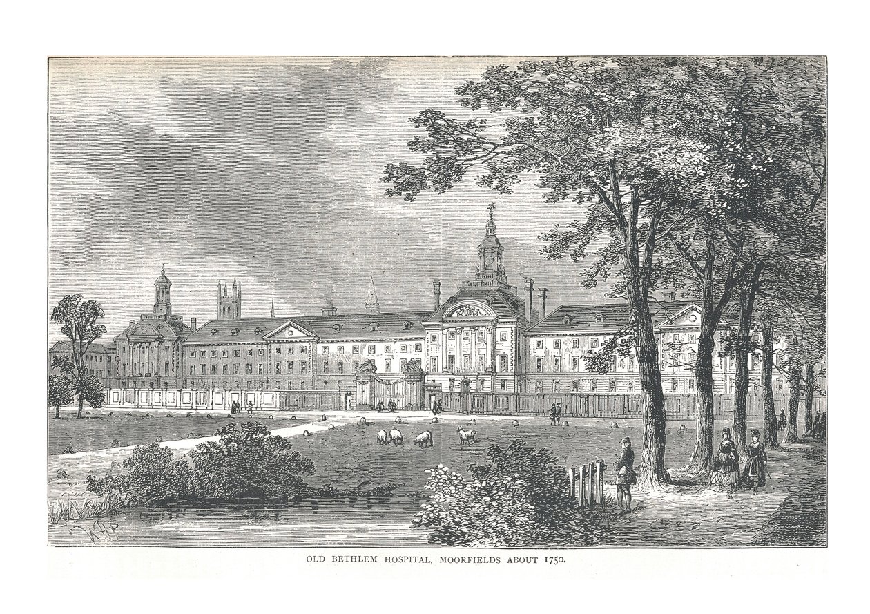 Altes Bethlem Hospital. Moorfields um 1750, 1878 von Walter Thornbury