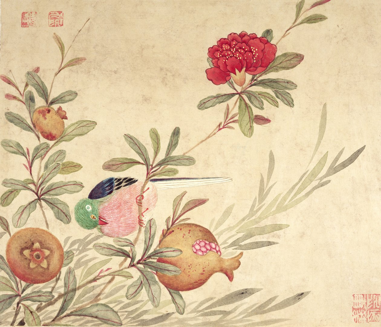 Eine Serie von Gemälden von Vögeln und Früchten, späte 19. Jahrhundert von Wang Guochen