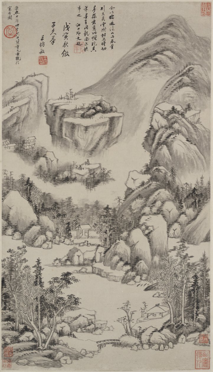 Landschaft im Stil von Huang Gongwang, Hängerolle von Wang Shimin