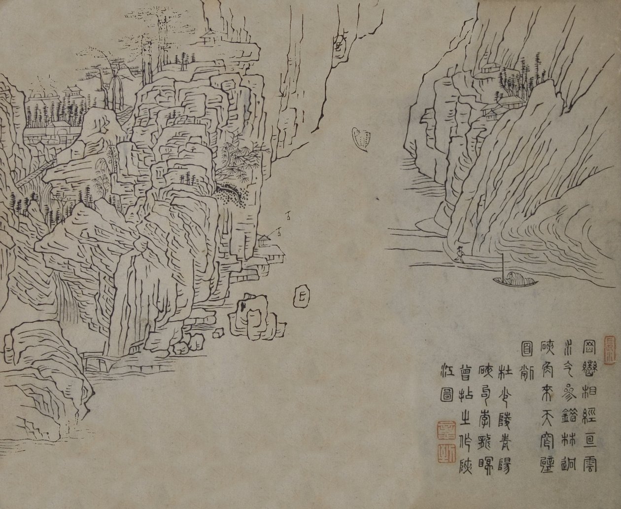 Blatt aus dem Handbuch der Malerei des Senfkorn-Gartens Jieziyuan huazhuan von Wang Gai