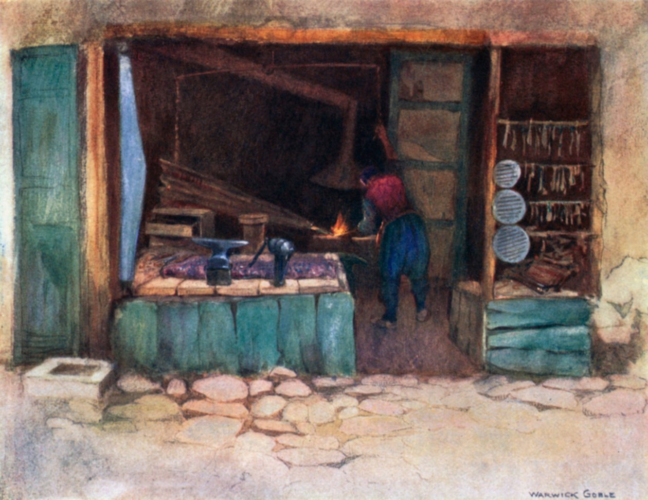 Eine Schmiede von Warwick (after) Goble