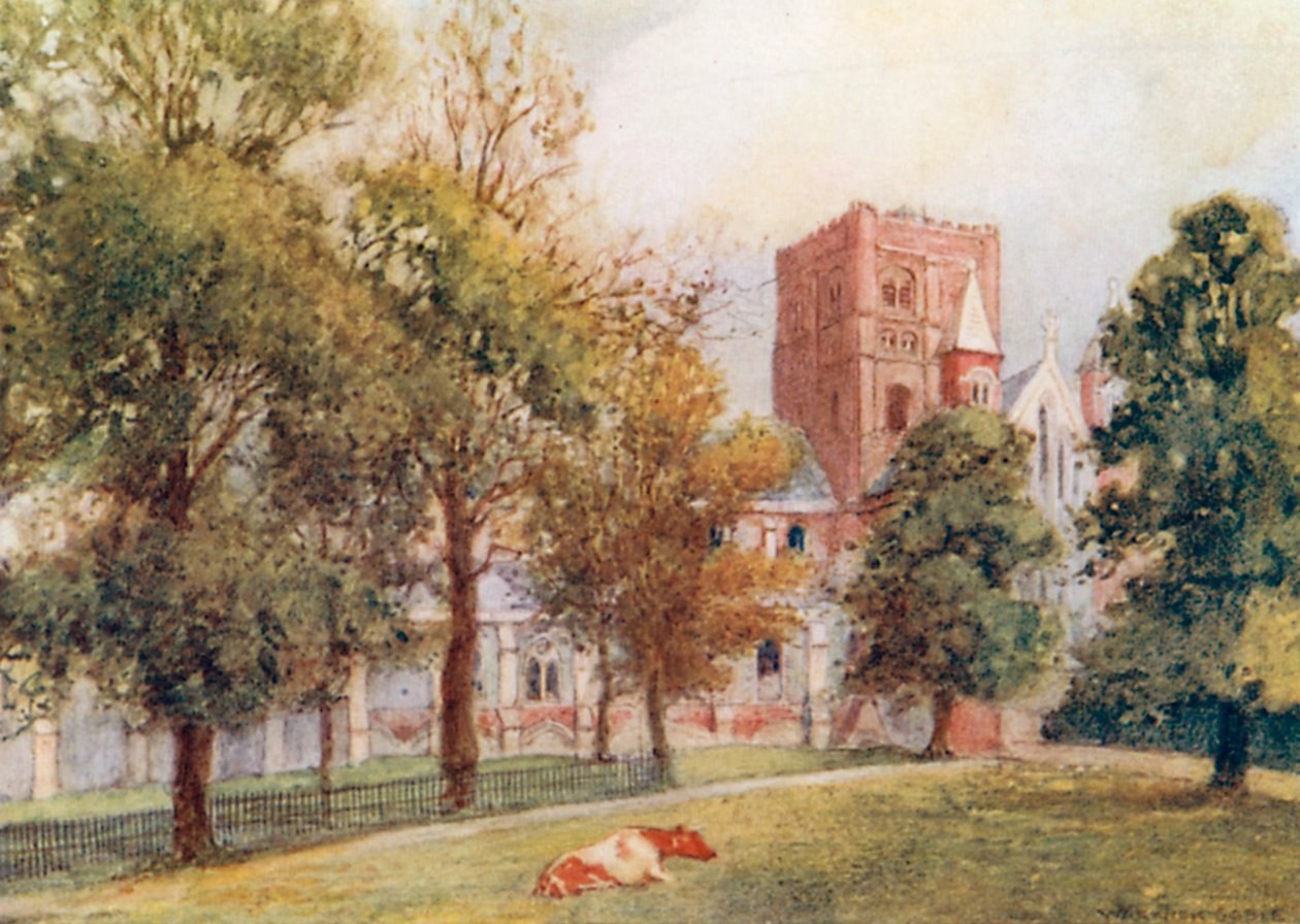 St Albans Cathedral: Der Normannenturm von Warwick (after) Goble