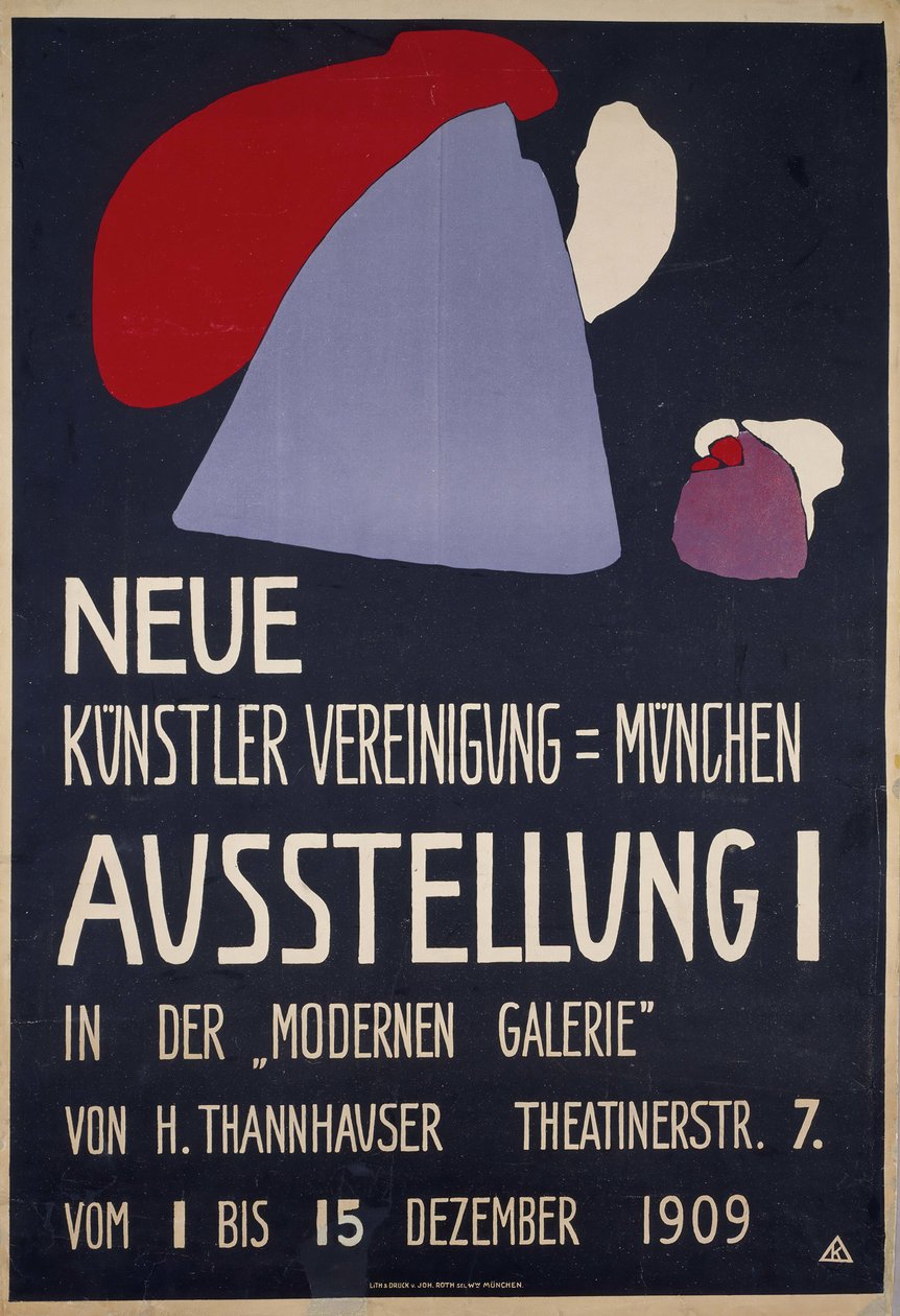 Plakat für die 1. Ausstellung der Neuen Künstlervereinigung München von Wassily Kandinsky