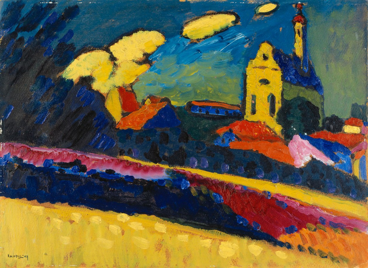 Studie für Murnau - Landschaft mit Kirche, 1909 von Wassily Kandinsky
