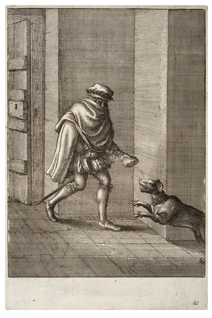 Der Hund und der Dieb von Wenceslaus Hollar