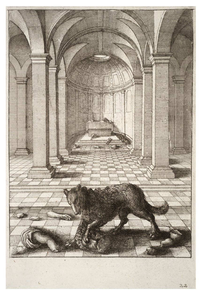 Der Wolf und die Statue von Wenceslaus Hollar
