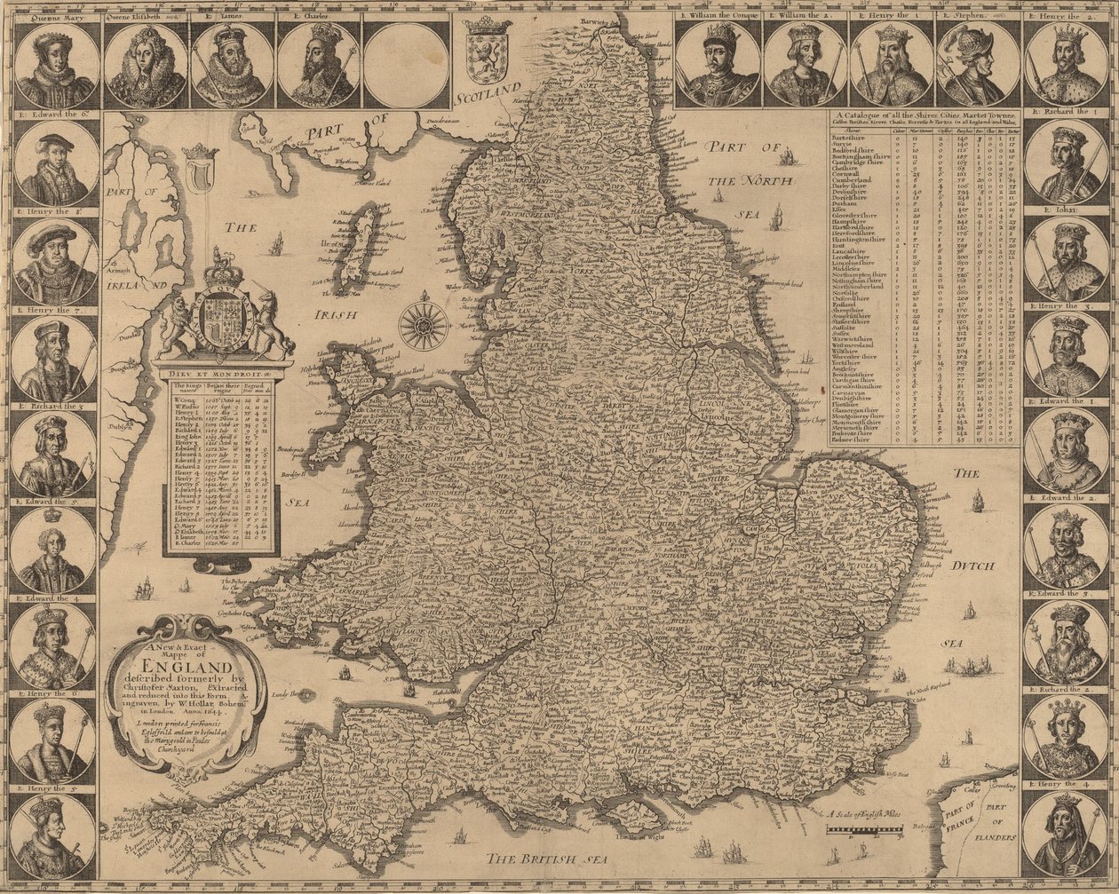 Eine neue und genaue Karte von England, 1644 von Wenceslaus Hollar