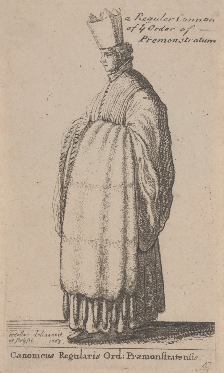 Ein regulärer Kanoniker des Ordens der Prämonstratenser (Canonicus Regularis Ord: Præmonstratensis) von Wenceslaus Hollar