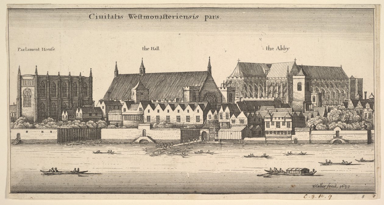 Ciuitatis Westmonasteriensis pars Westminster vom Fluss, 1647 von Wenceslaus Hollar