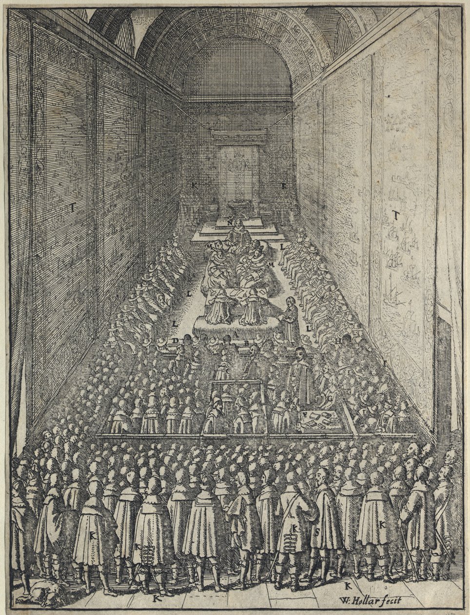 House of Lords, Palace of Westminster in London, ca. 1650 (Radierung) von Wenceslaus Hollar