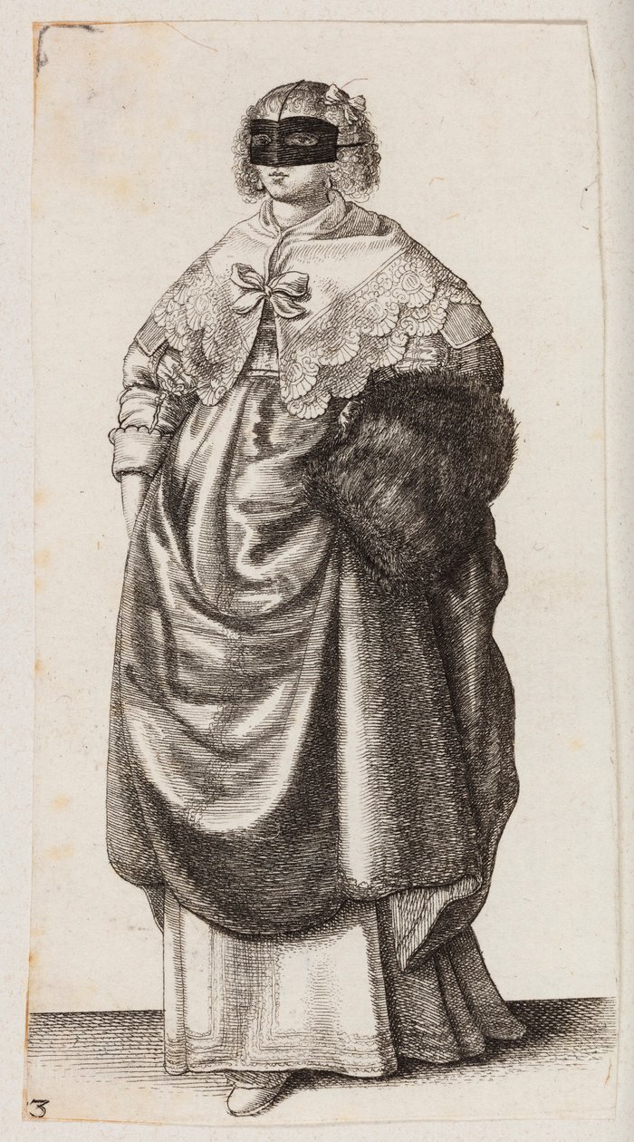 Frau mit Maske und Muff von Wenceslaus Hollar