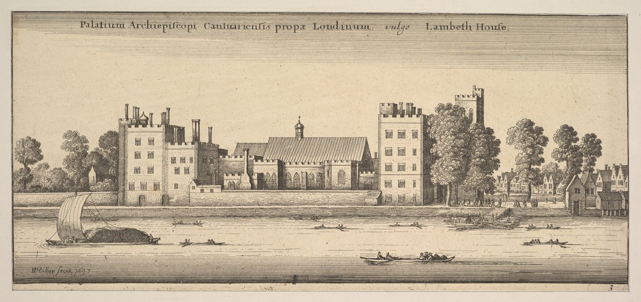 Palatium Archiepiscopi Cantuariensis prope Londinum vulgo Lambeth House Lambeth House: P..., 1647 von Wenceslaus Hollar