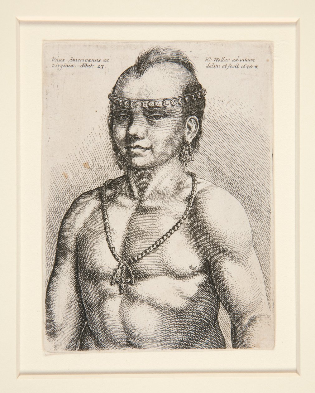 Porträt eines amerikanischen Ureinwohners, wahrscheinlich der Krieger namens Jaques der Musee-Delaware Nation von Wenceslaus Hollar