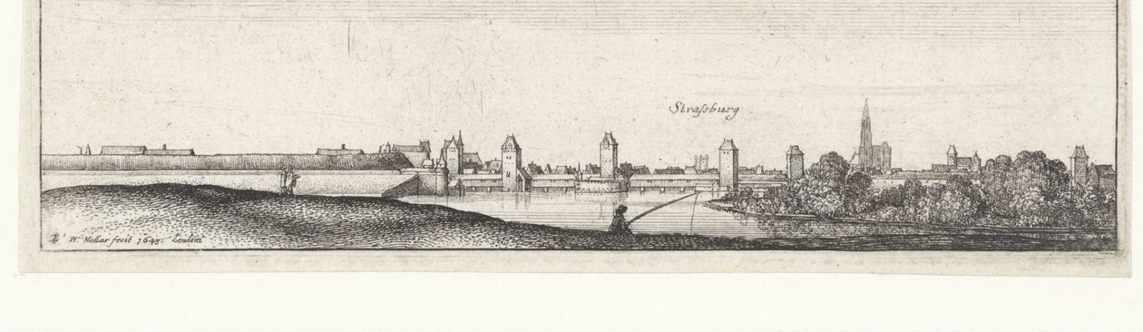 Flusslandschaft mit Blick auf Straßburg von Wenceslaus Hollar