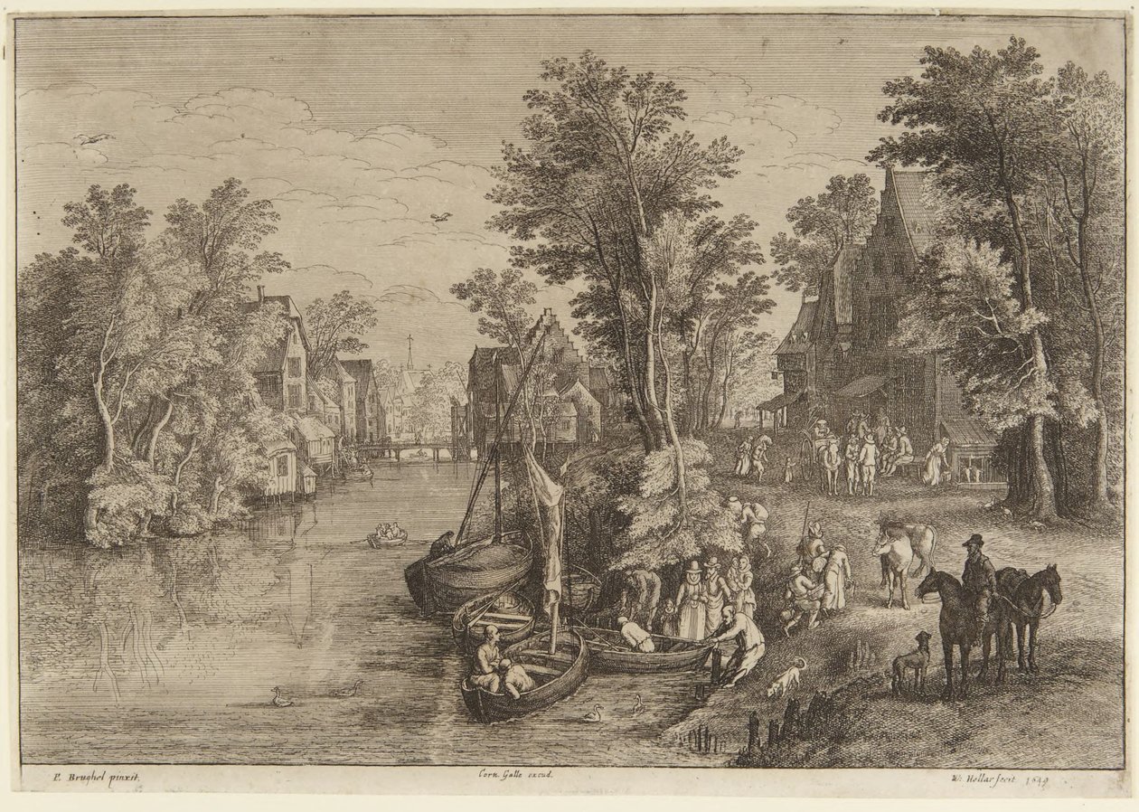 Die Fähre im Dorf von Wenceslaus Hollar