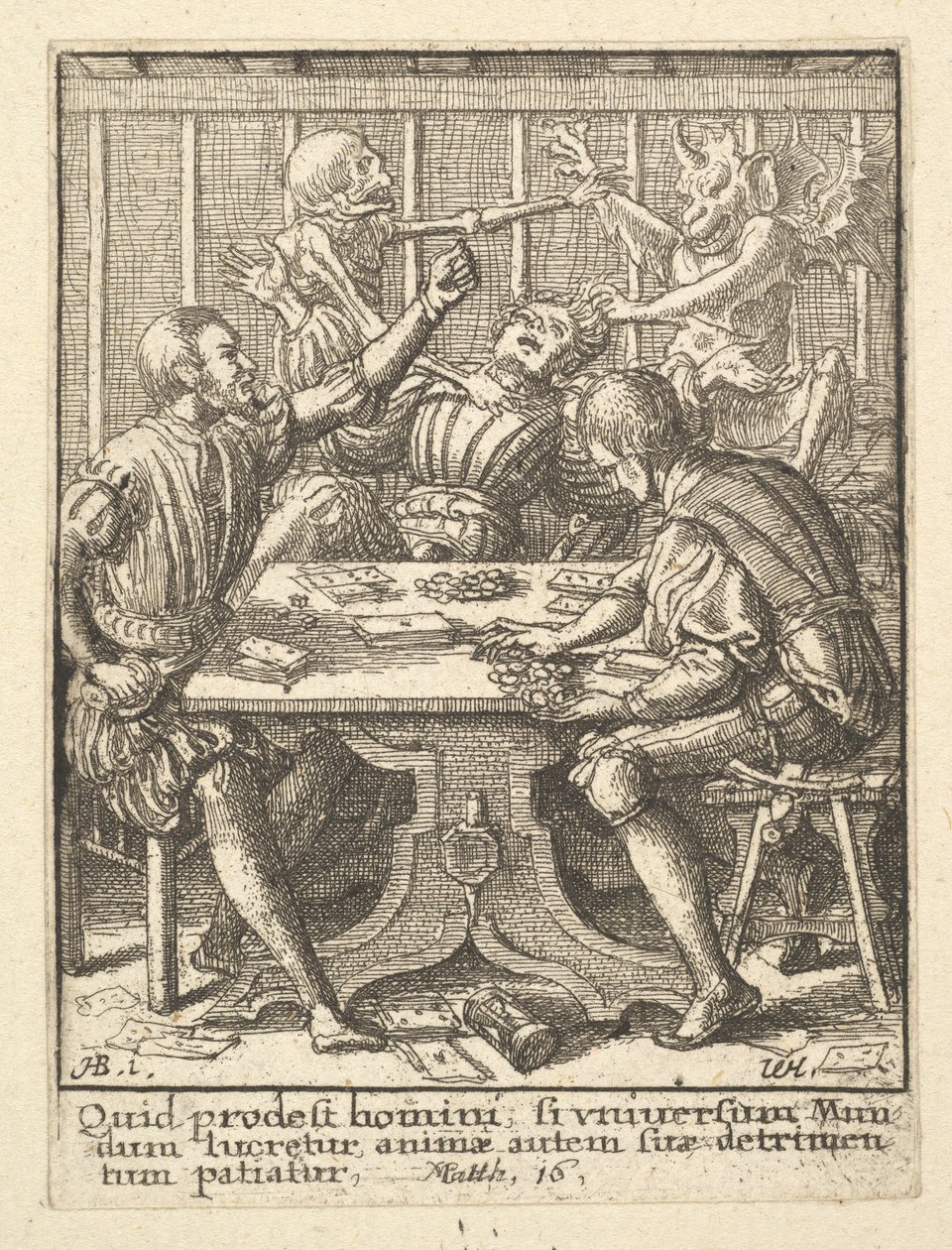 Die Spieler, aus dem Totentanz von Wenceslaus Hollar