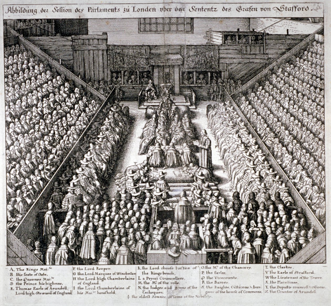 Der Prozess von Thomas Wentworth, Earl of Strafford, Westminster Hall, London, 1641 von Wenceslaus Hollar