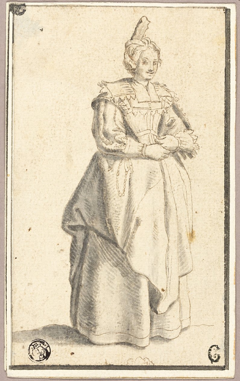 Die Dame mit der kleinen erhobenen Kappe, nach einem Druck aus La Noblesse von Wenceslaus Hollar