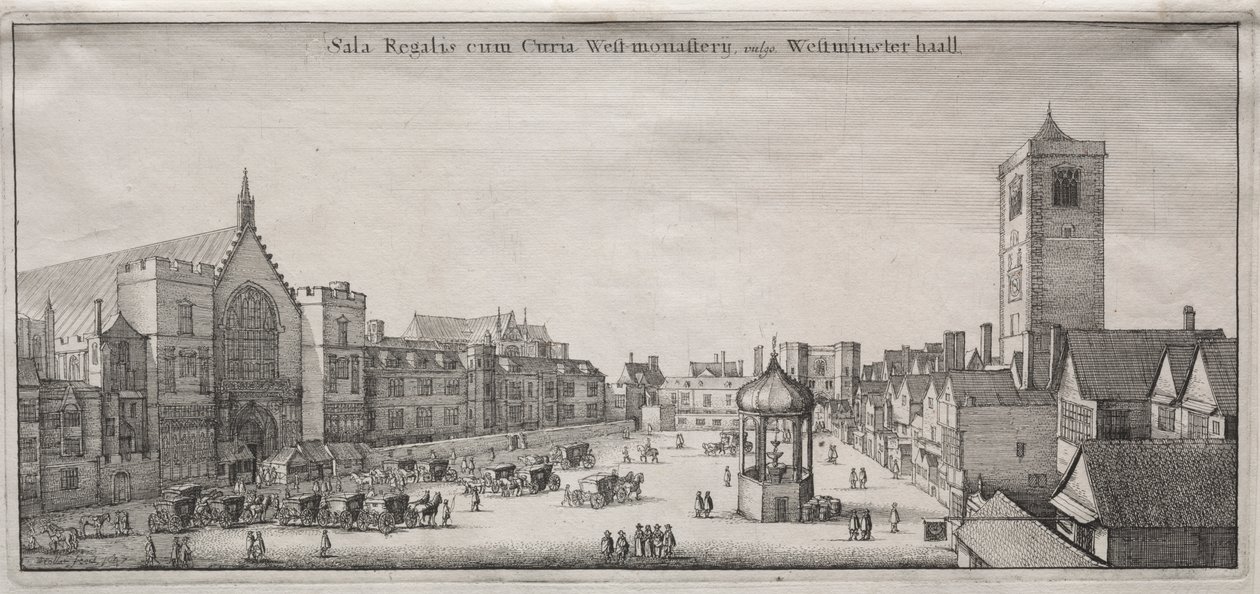Ansicht von London: New Palace Yard mit Westminster Hall und dem Uhrhaus von Wenceslaus Hollar
