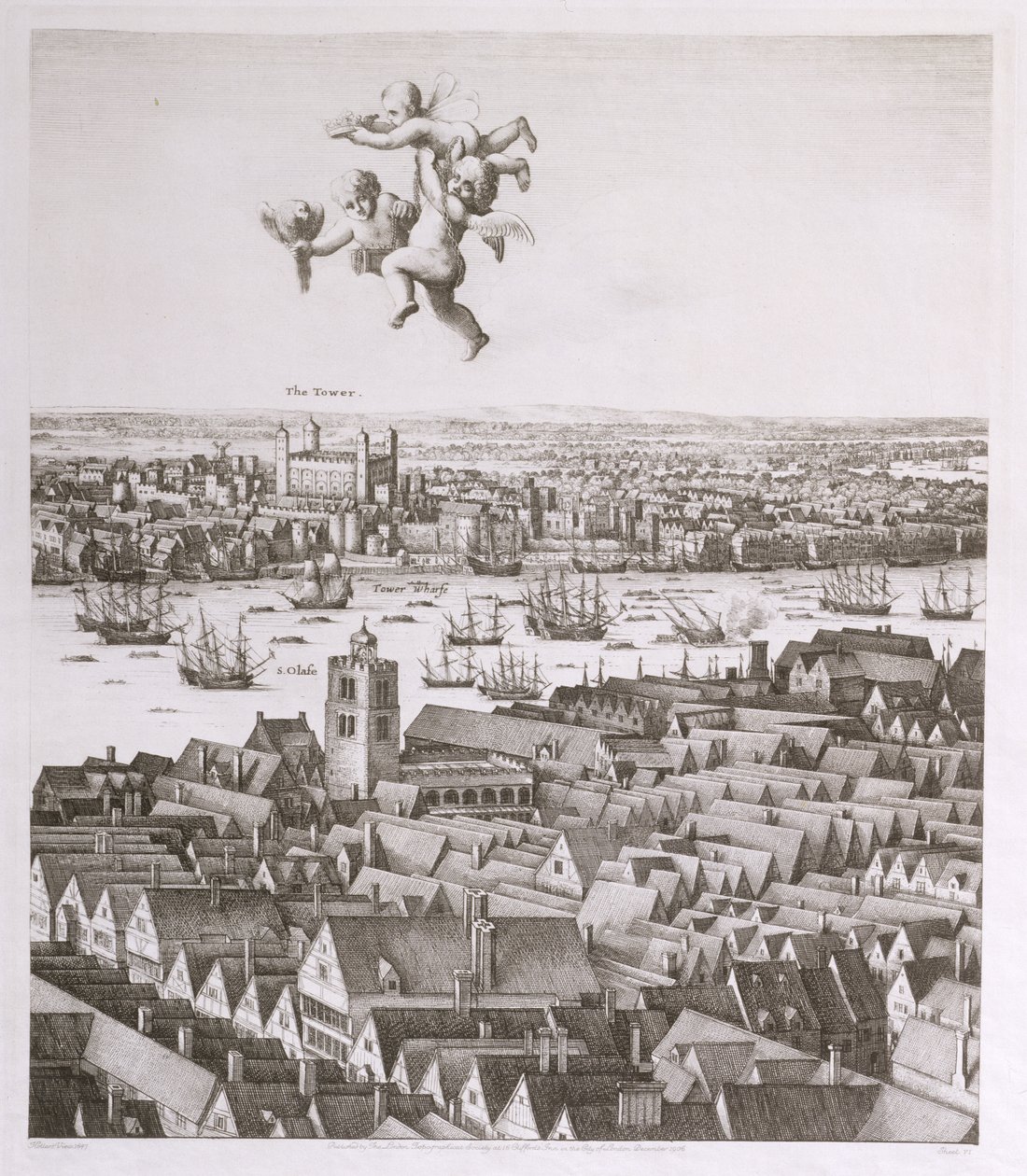 Ansicht von London, veröffentlicht 1647 (Faksimile) (Detail) von Wenceslaus Hollar