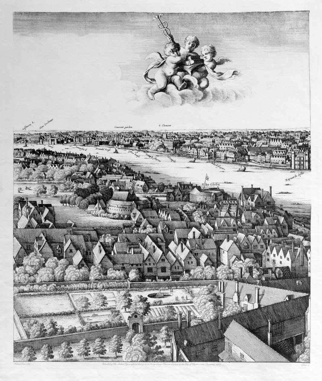 Blick auf London, veröffentlicht 1647 (Faksimilekopie) (Detail) von Wenceslaus Hollar