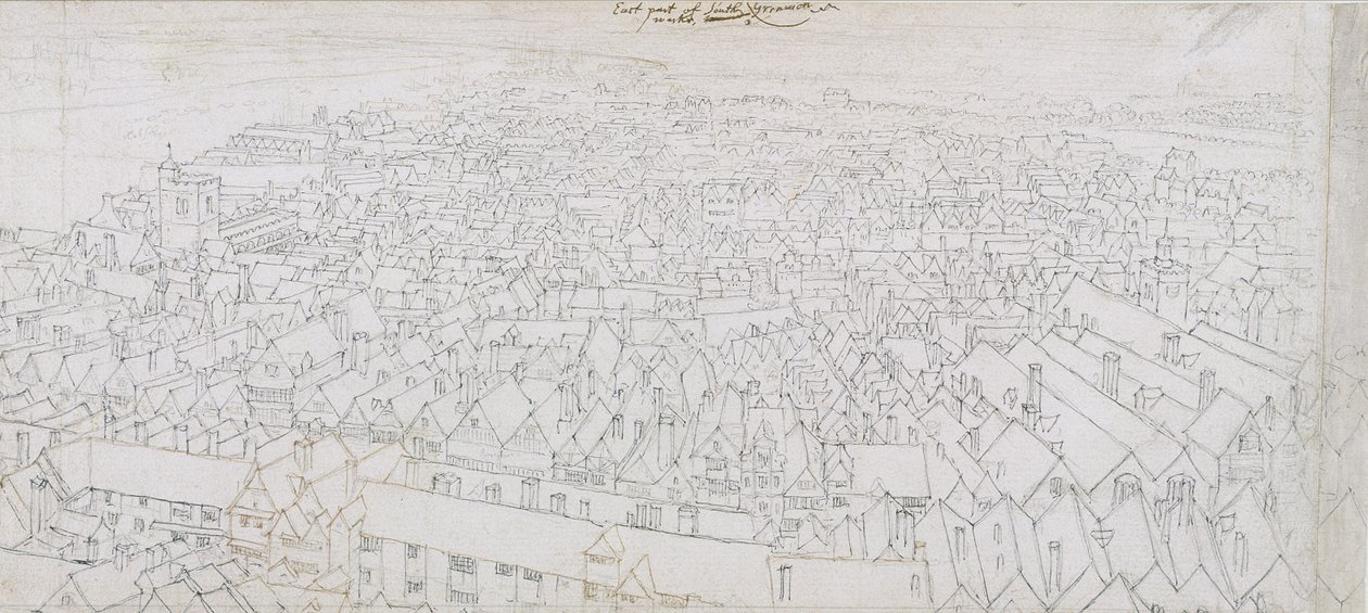 Ansicht des östlichen Teils von Southwark in Richtung Greenwich von Wenceslaus Hollar