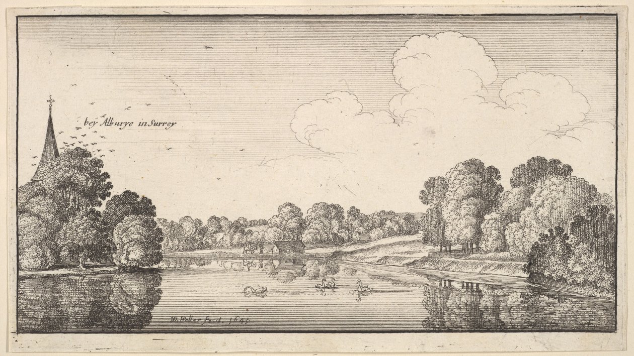 Ansichten der Landschaft in der Nähe von Albury, Surrey, 1645 von Wenceslaus Hollar