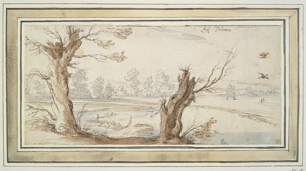 Weiden am Fluss Rur von Wenceslaus Hollar